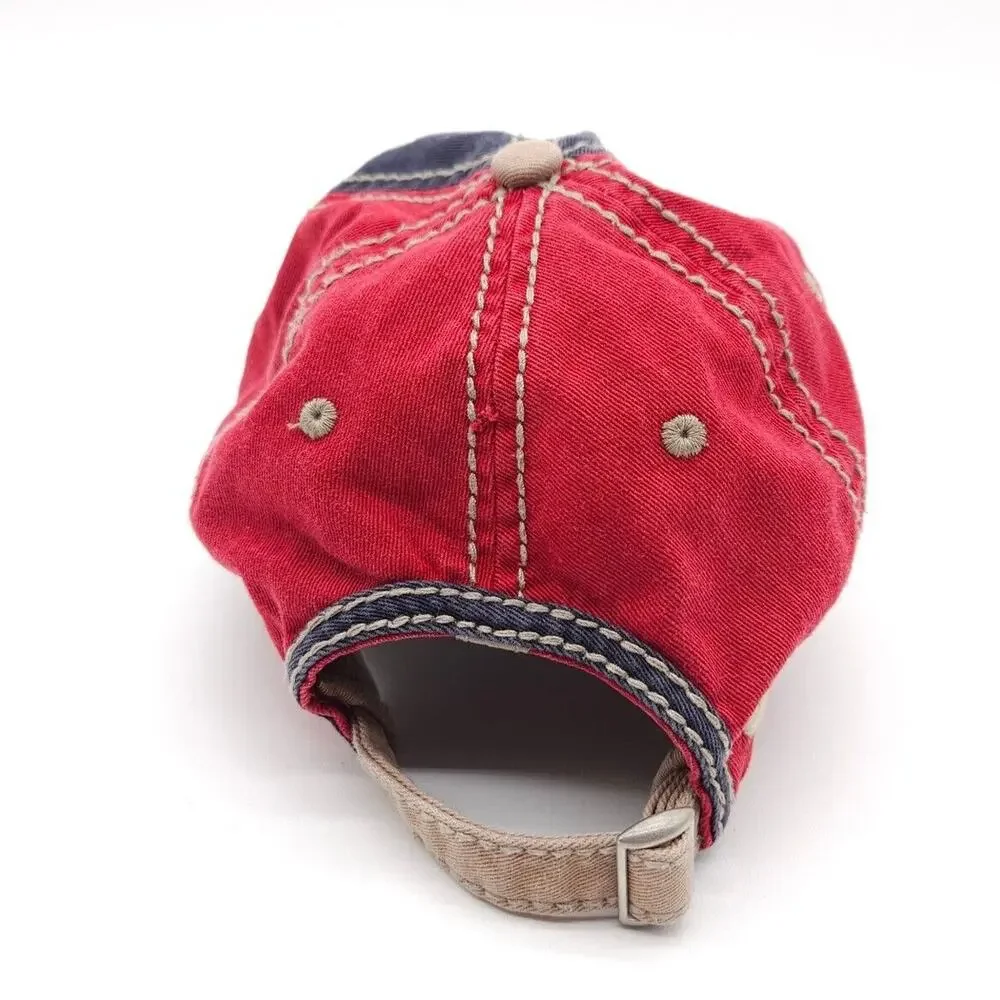 Disneyland Resort Park Hat Distressed Red Blue Strapback Ball Cap Adult One Size